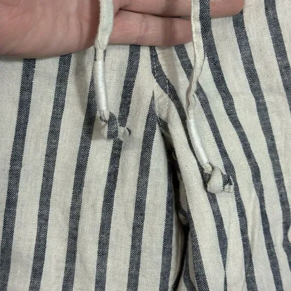 J.Crew Tie Waist Seaside Cropped Navy Stripe Pull On Pants Women's Size S AY652 - Picture 7 of 11